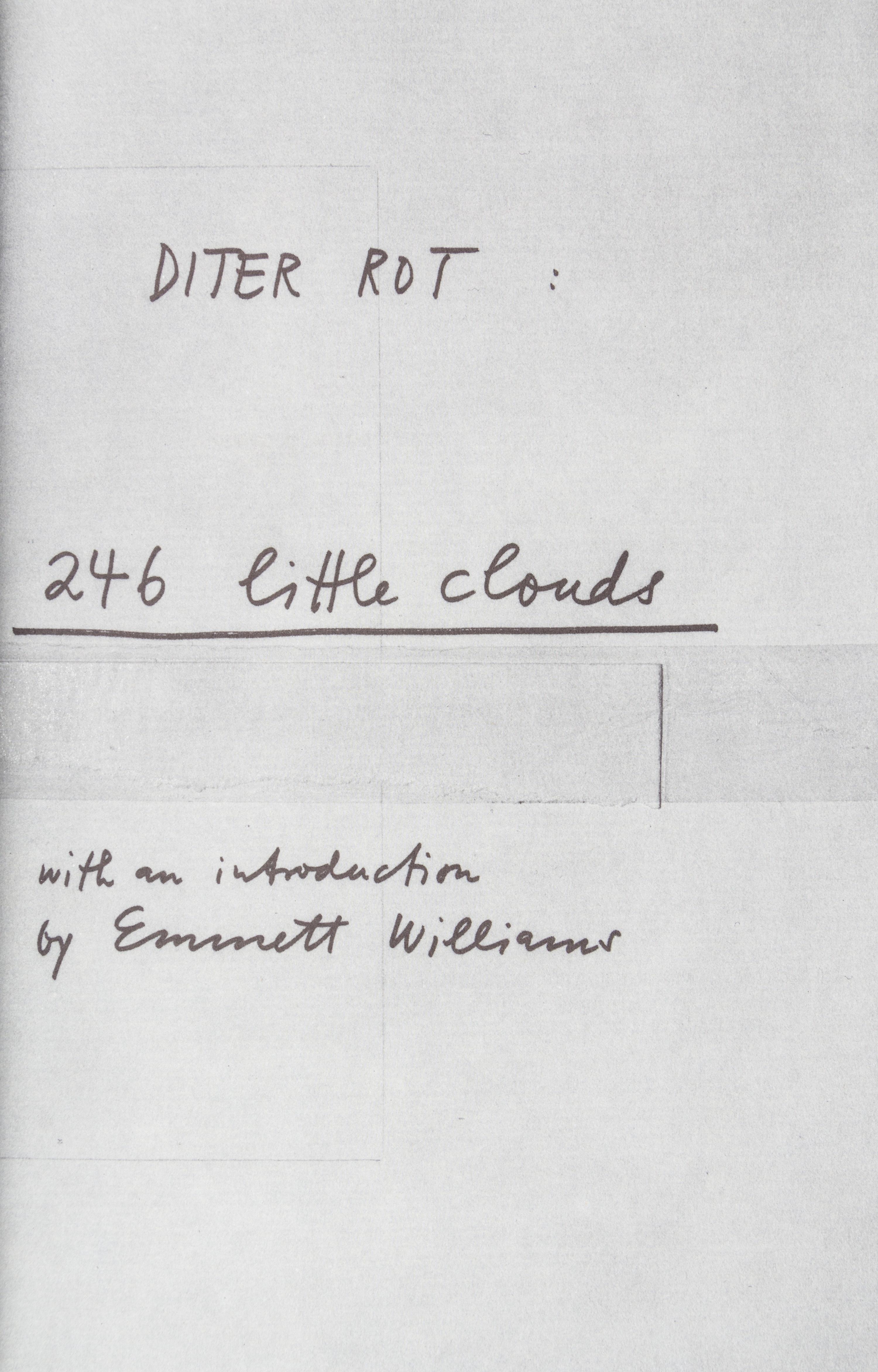 (SOMETHING ELSE PRESS) ROTH, DIETER. 246 Little Clouds. NY, 1968. First edition.