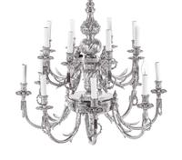 A Silver-Plate Sixteen-Light Chandelier