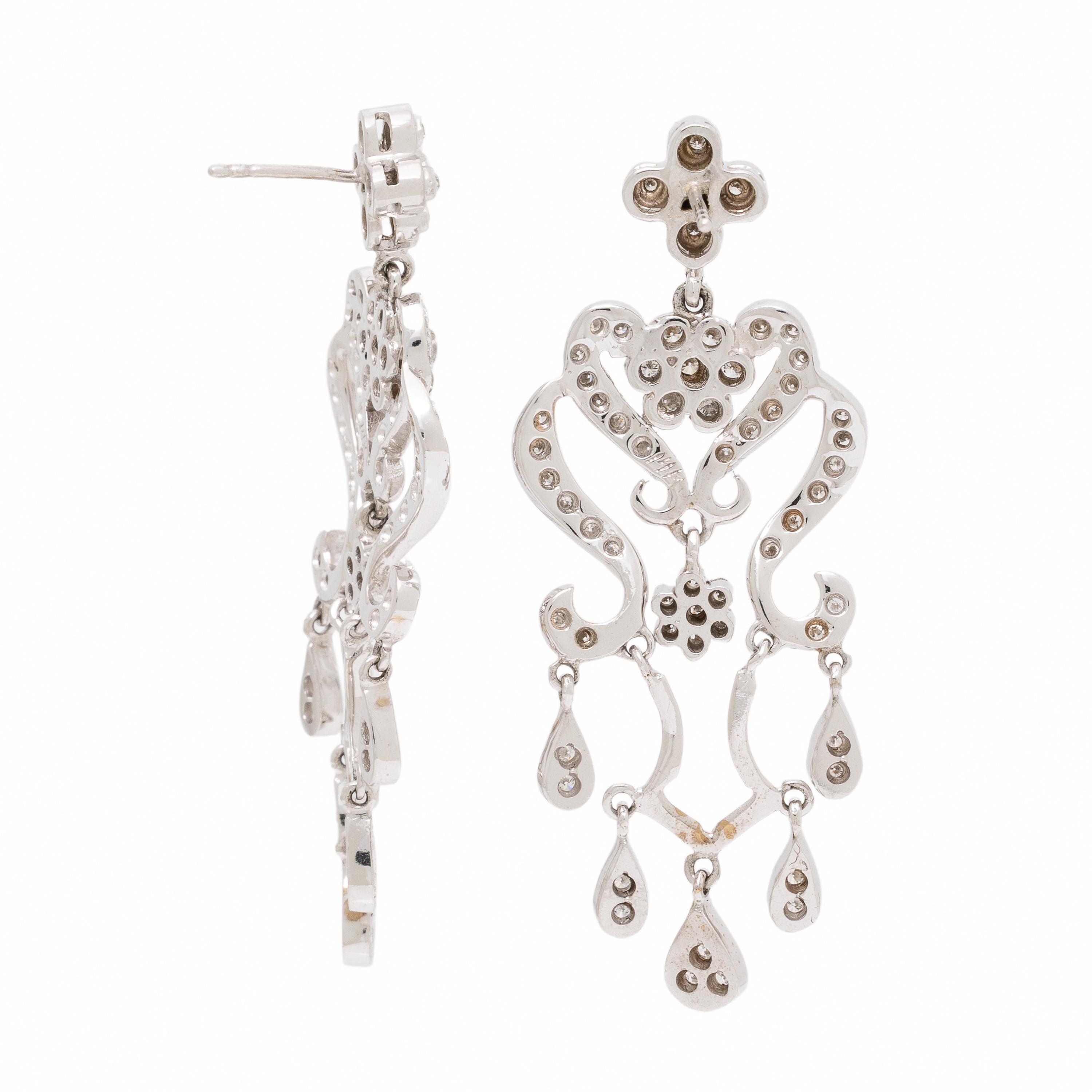 Diamond and White Gold Chandelier Earrings