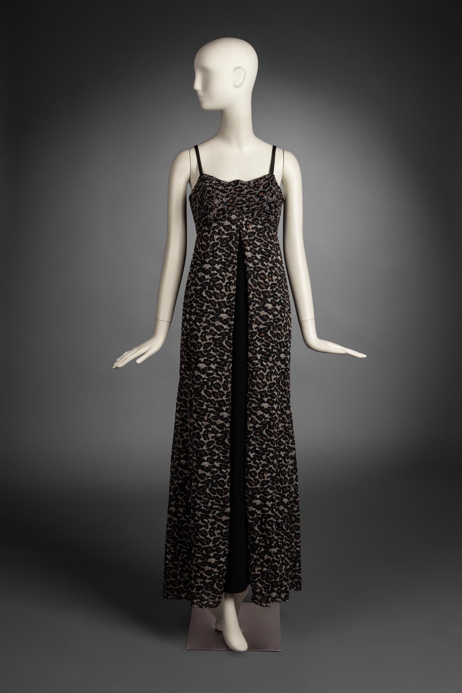 Bob Mackie Beaded Leopard Print Dress, 1990s