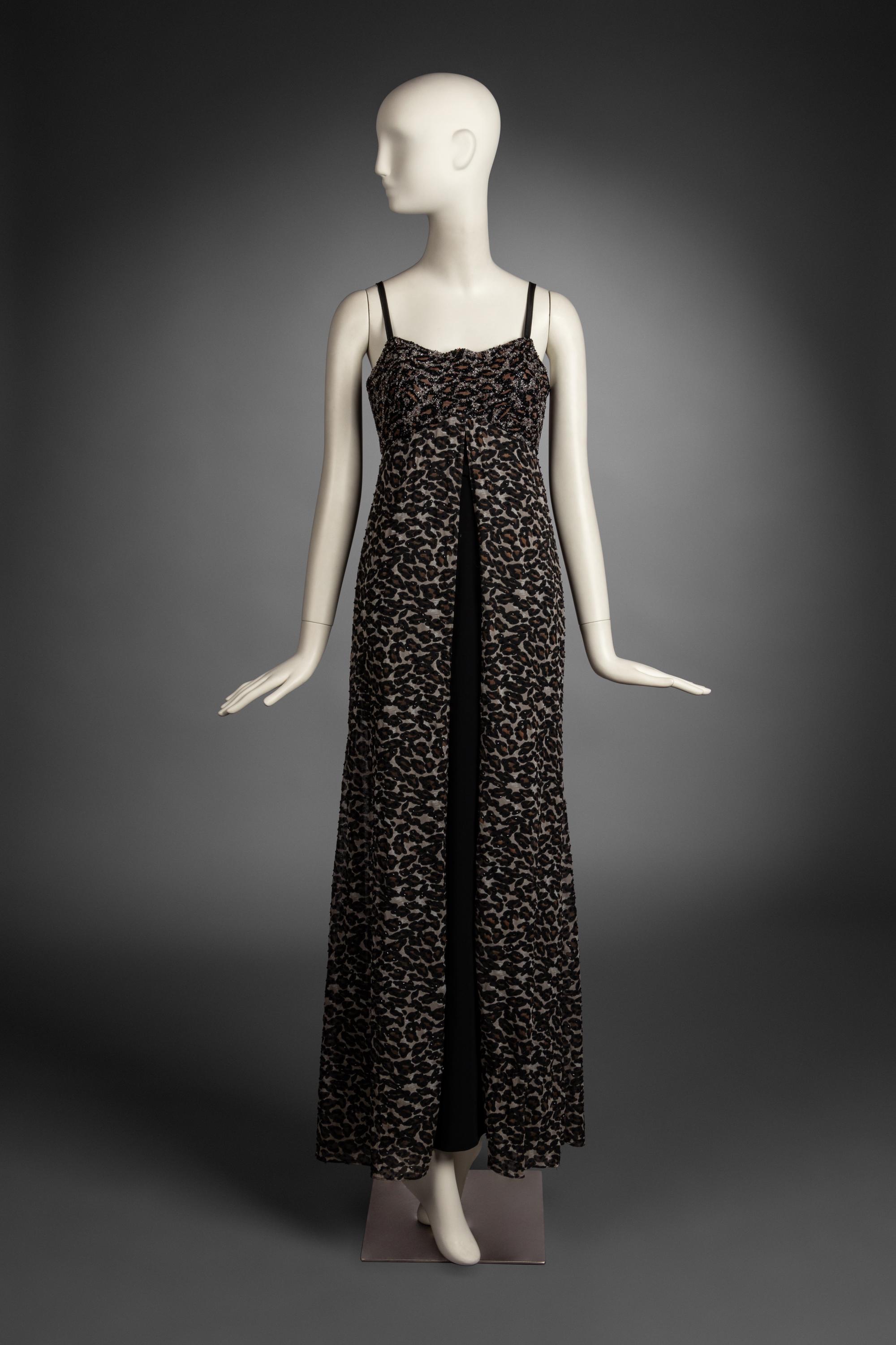 Bob Mackie Beaded Leopard Print Dress, 1990s