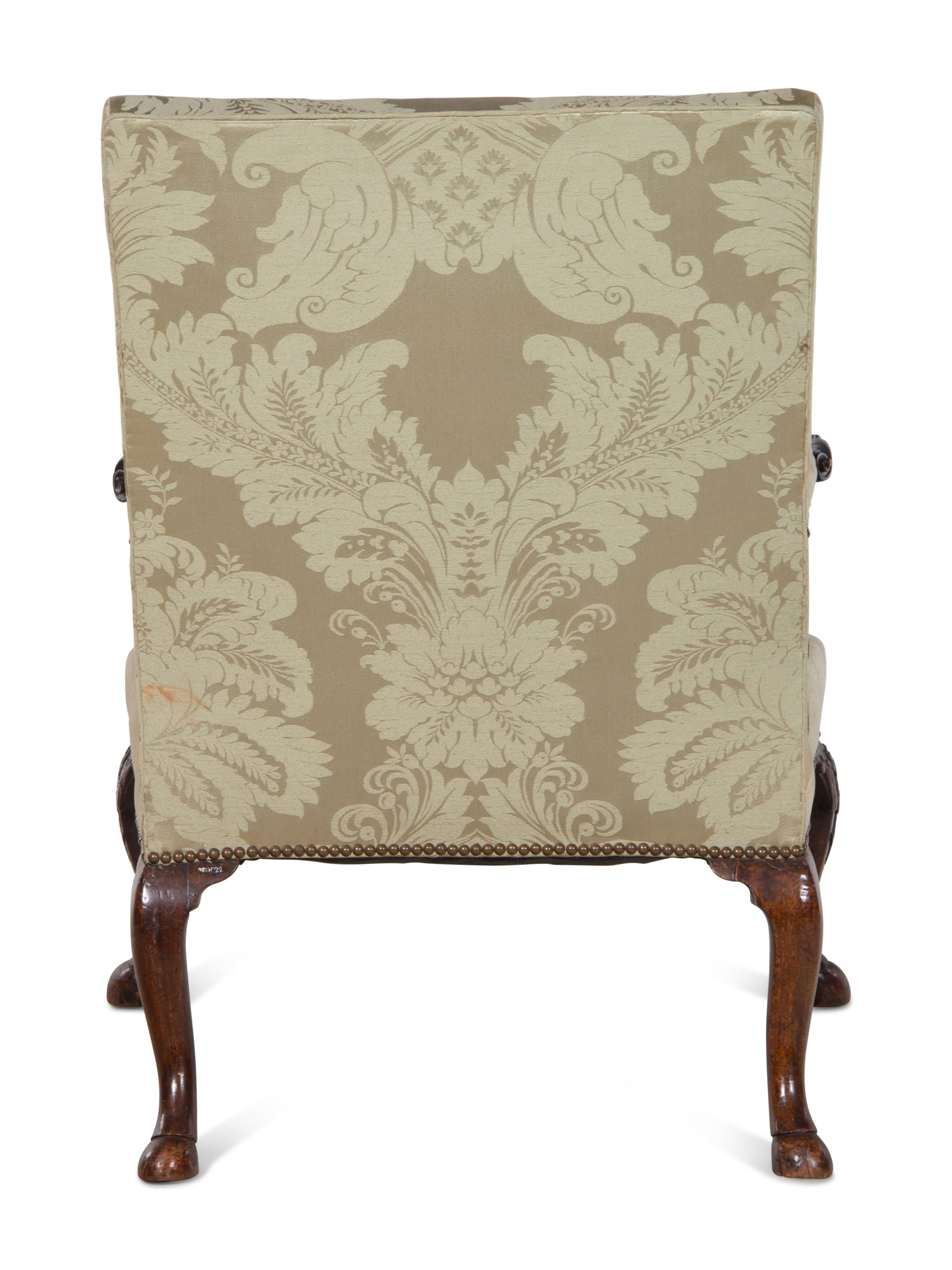 A George II Carved Mahogany Library Chair