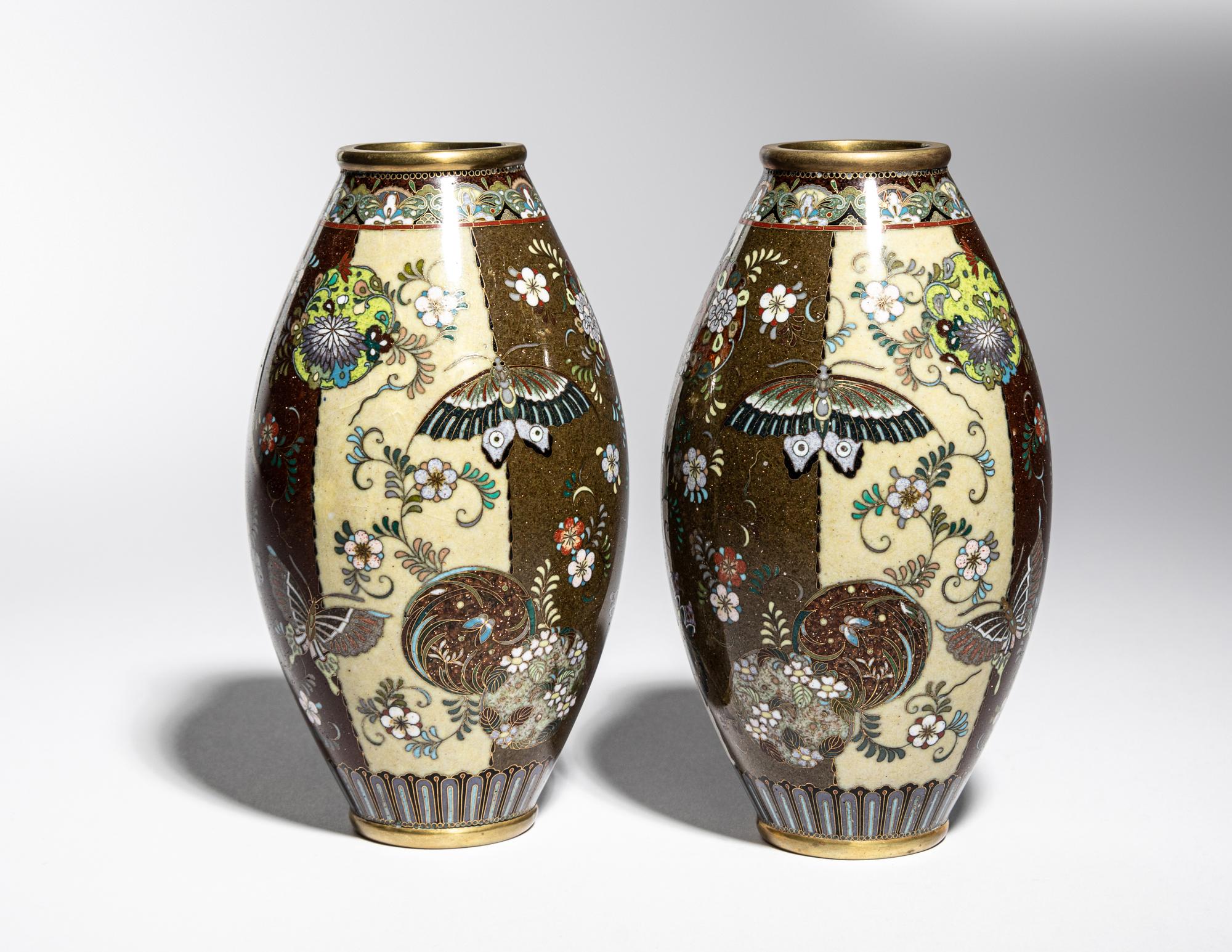 A Pair of Japanese Cloisonné Vases
