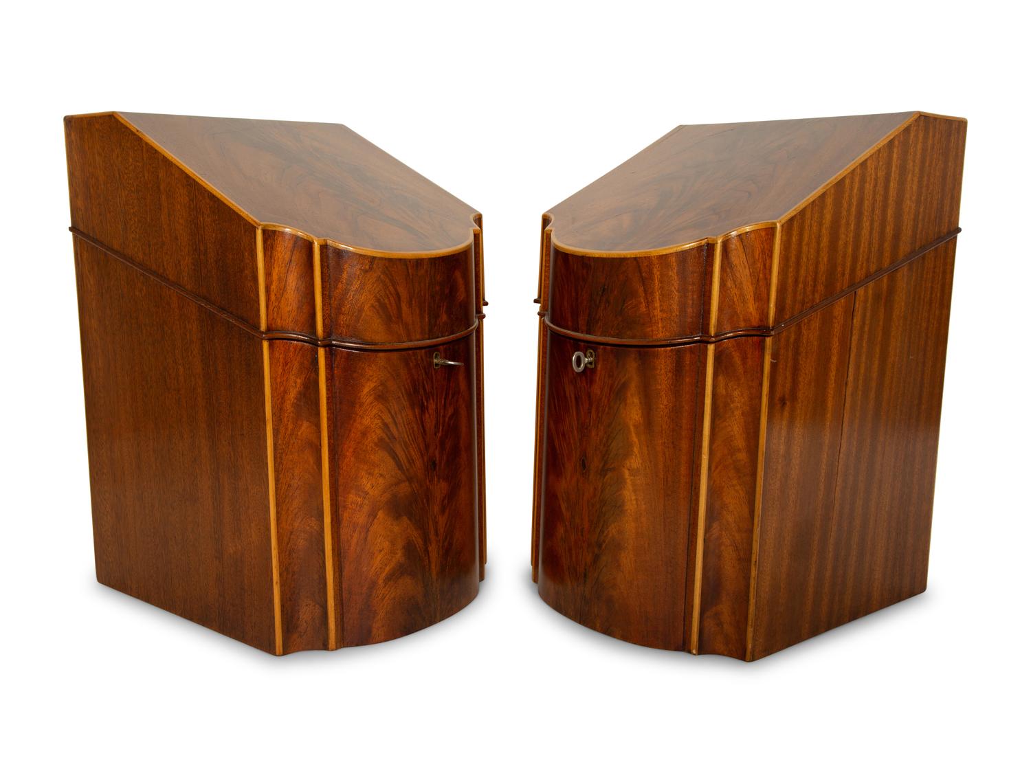 A Pair of English Mahogany Knife Boxes