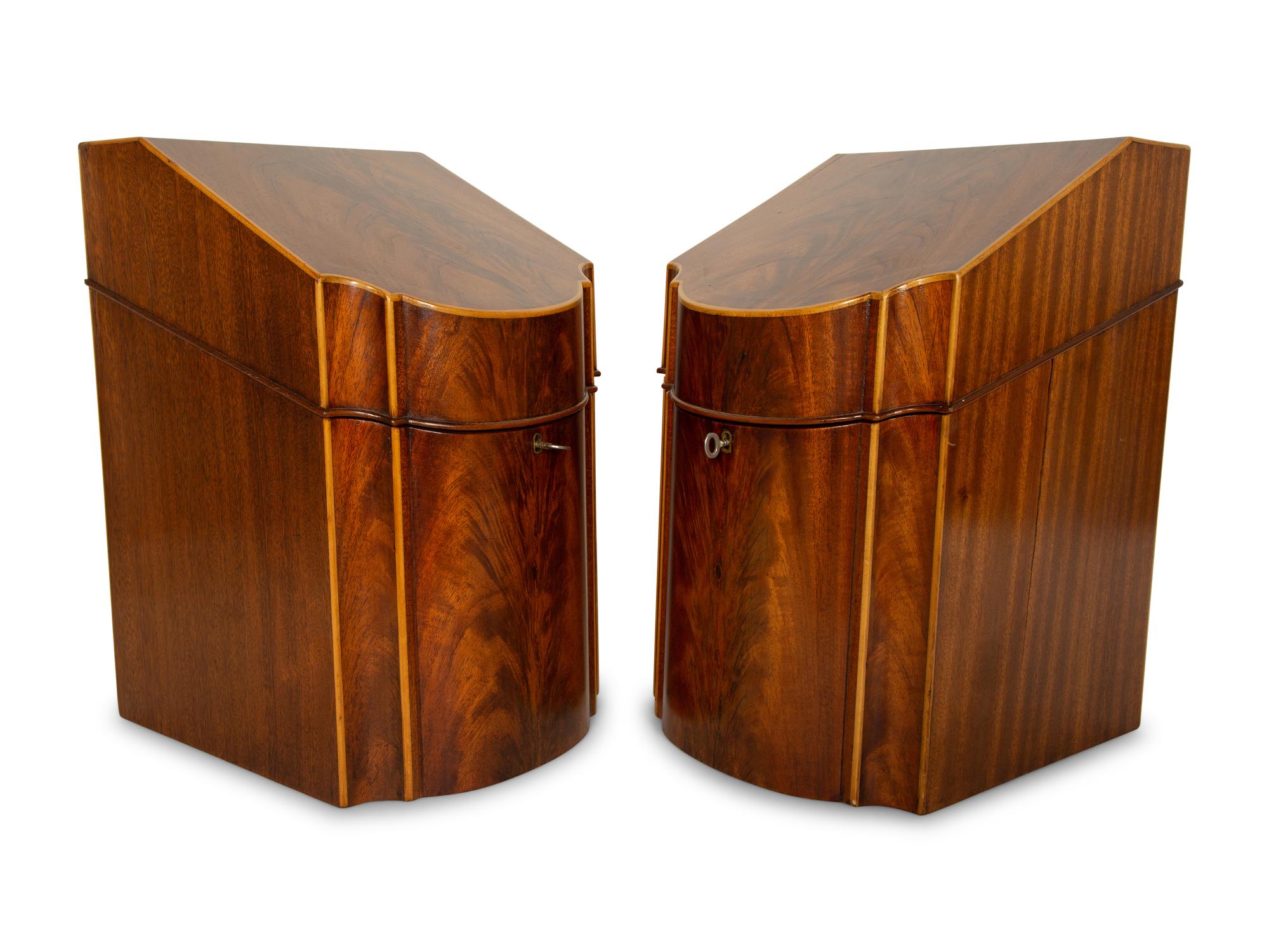 A Pair of English Mahogany Knife Boxes