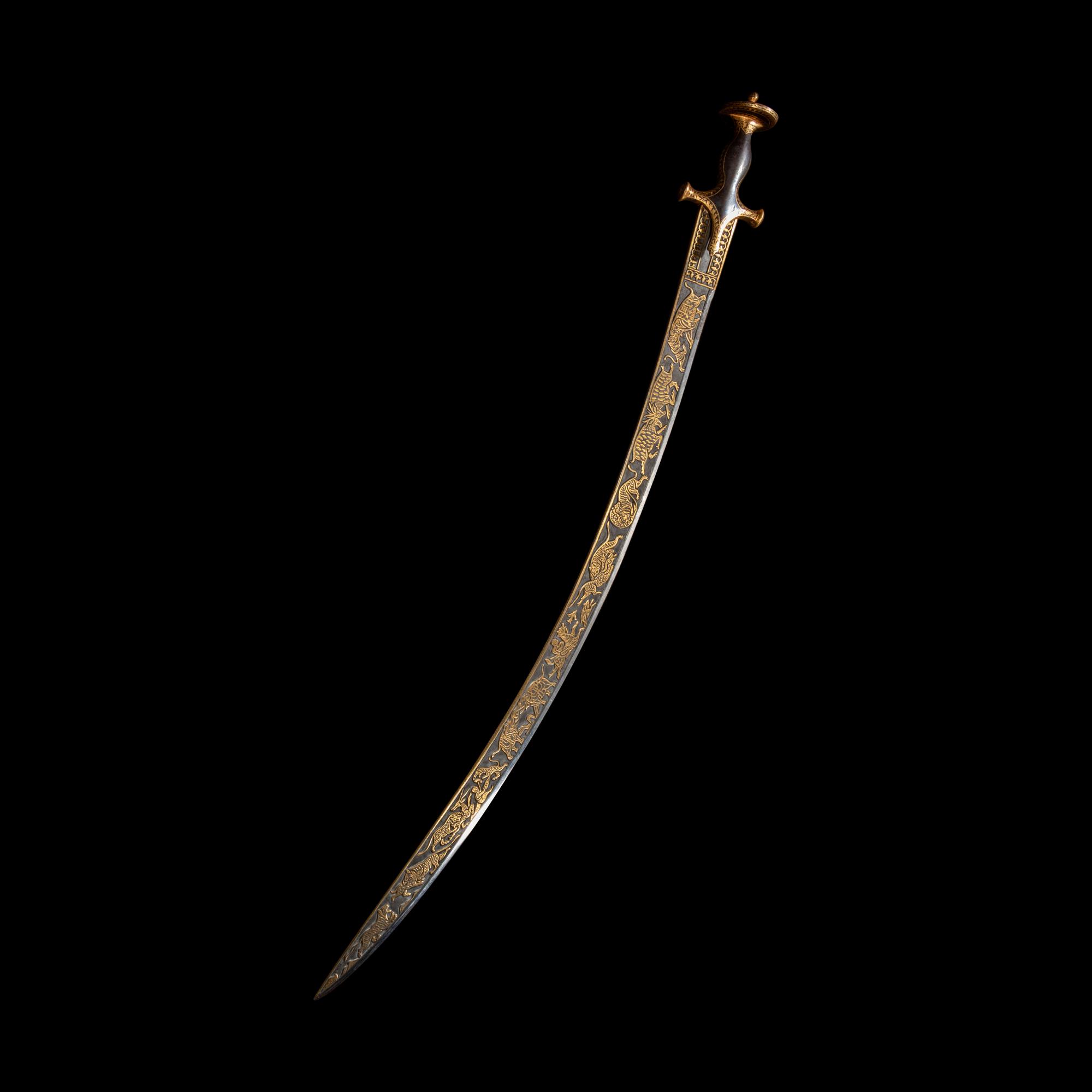 A Mughal Gold Koftgari Steel Sword