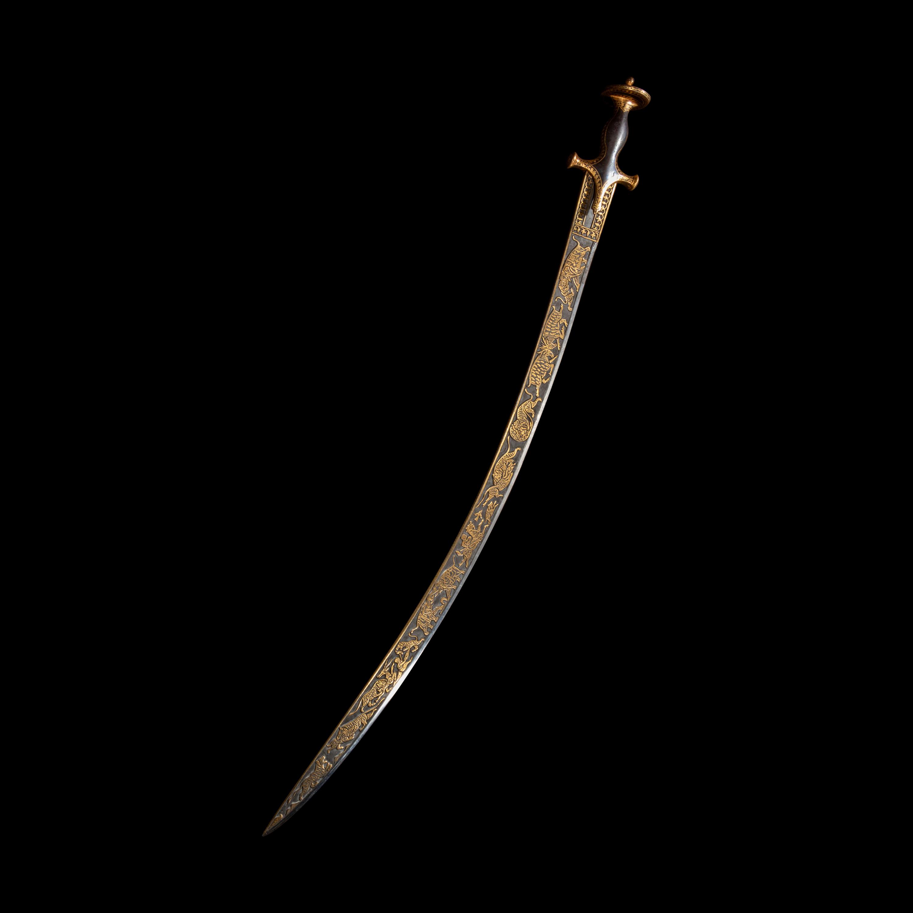 A Mughal Gold Koftgari Steel Sword