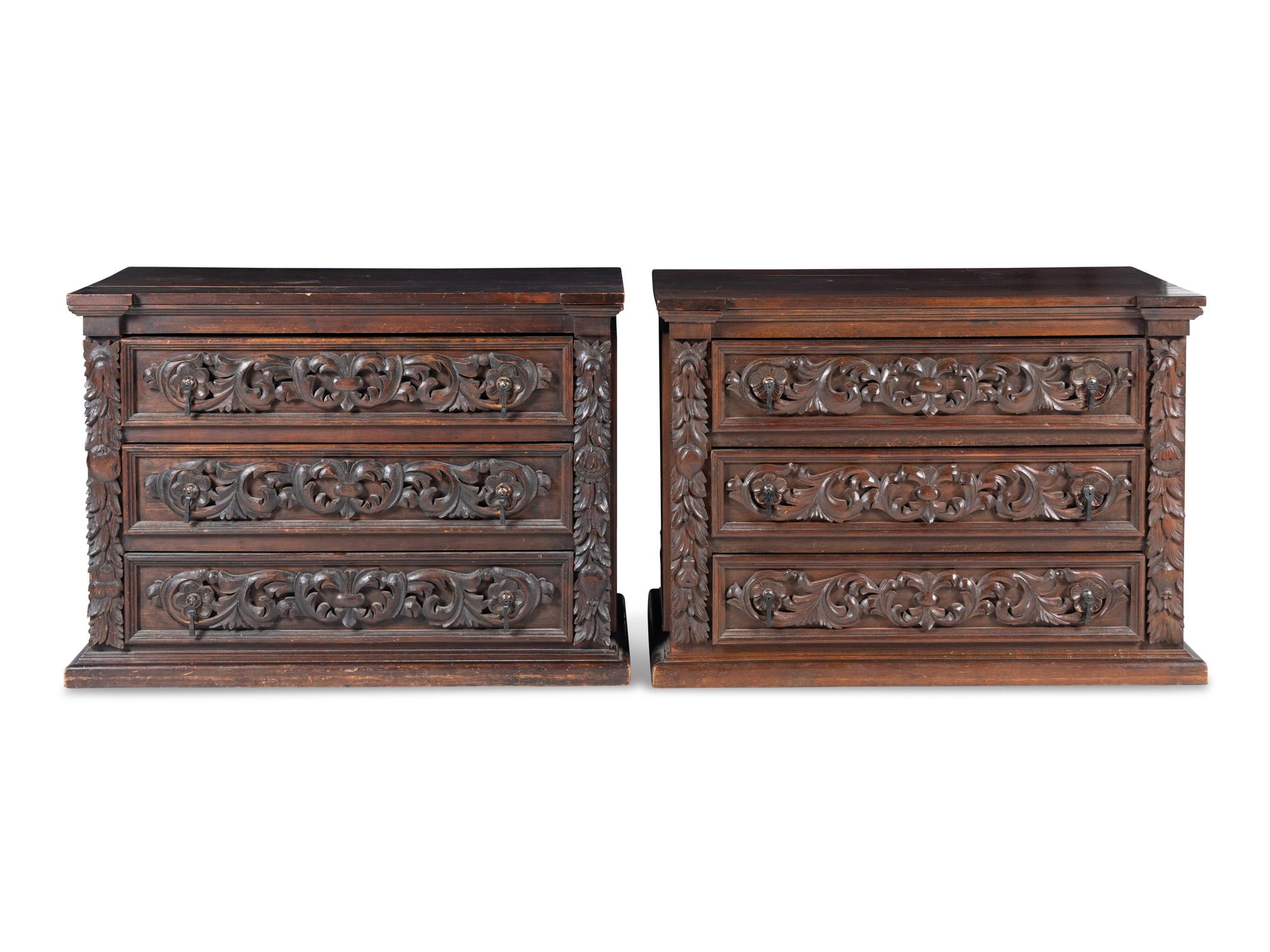 A Pair of Baroque Style Chests of Drawers