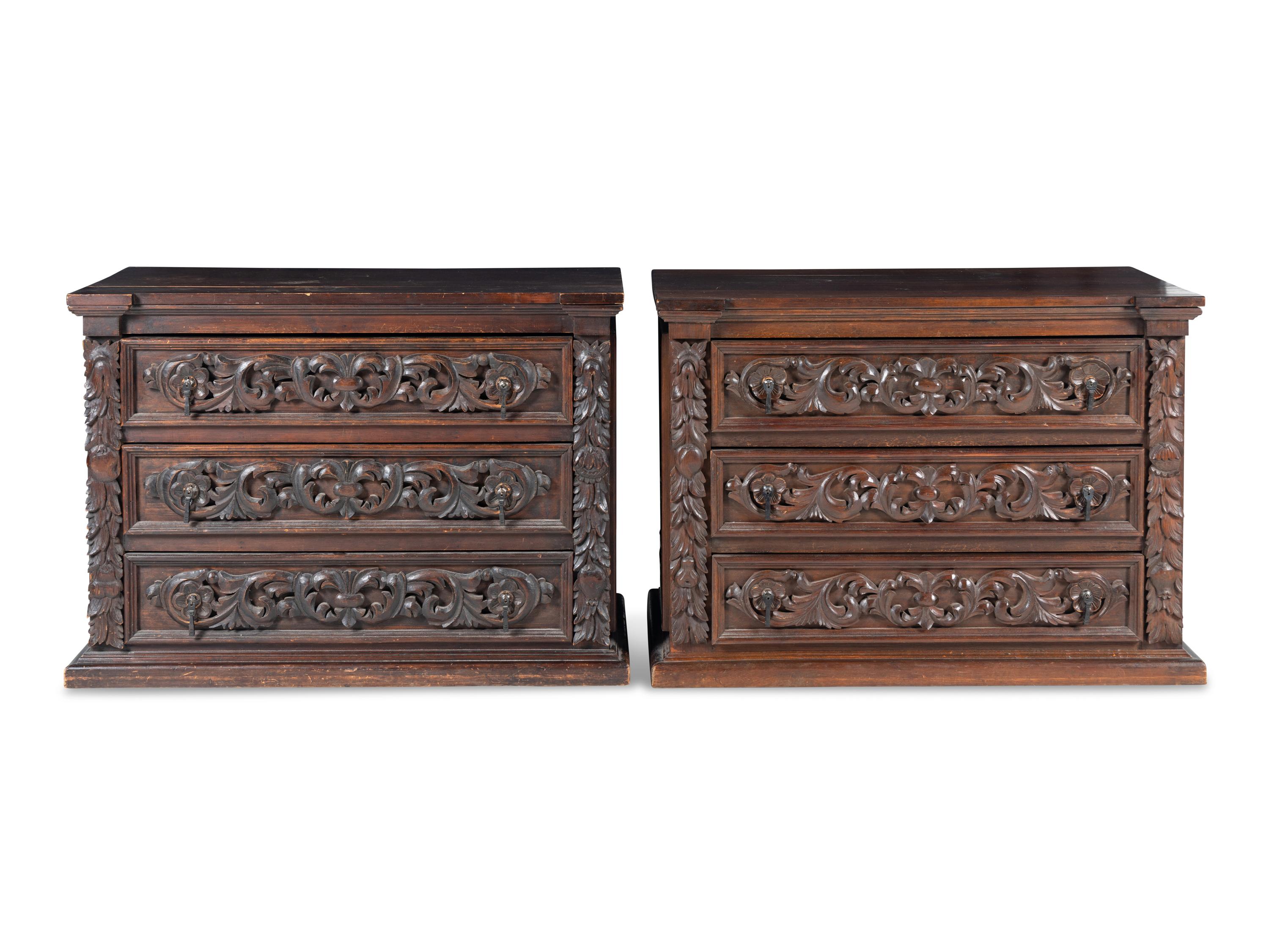 A Pair of Baroque Style Chests of Drawers