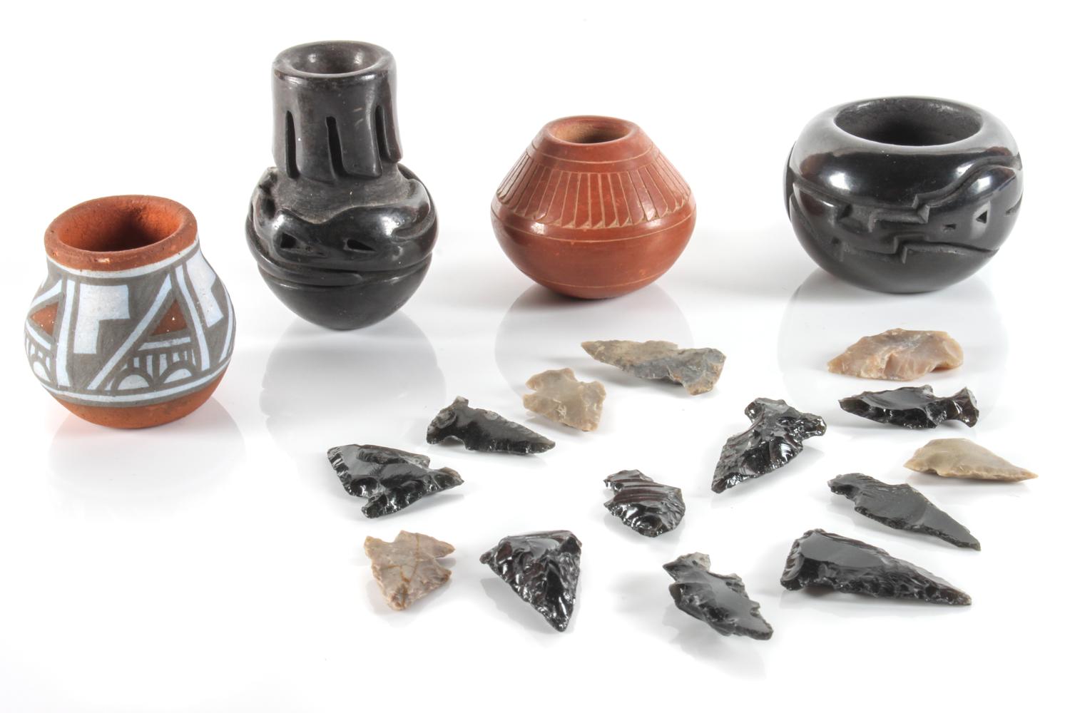 Four Pueblo Pottery Miniatures Height of tallest 2 inches