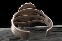 Heavily Stamped Split Shank Cuff, with Petrified Wood Cabochon