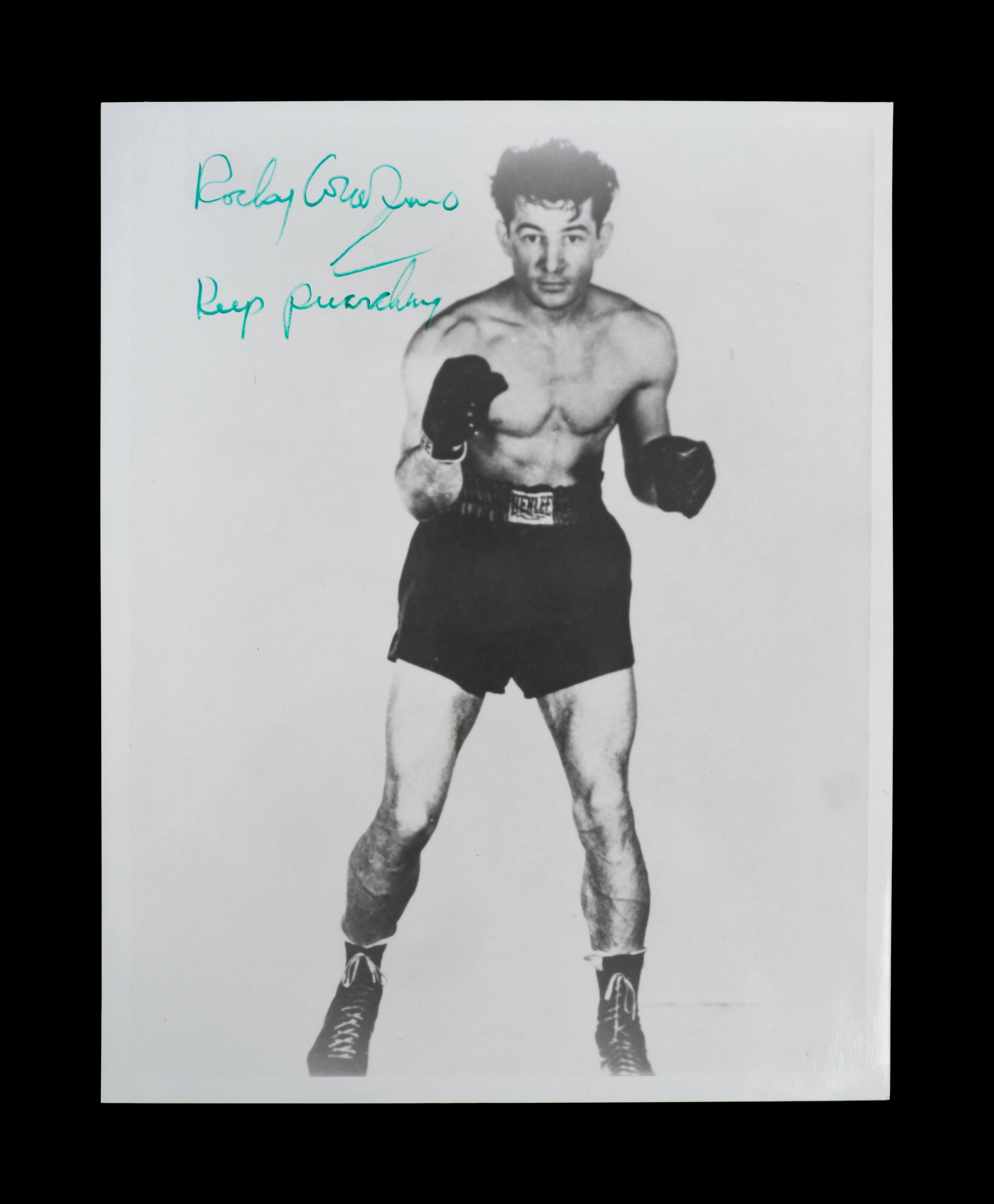 A Group of Middleweight Boxing Champion Rocky Graziano, Tony Zale and Jake LaMotta Signed Autograph Photographs,