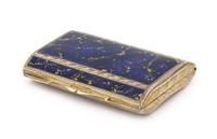 A Continental Enameled Silver Snuff Box, , the lid worked with faux lapis enameled decoration, the underside chased with floral and vol