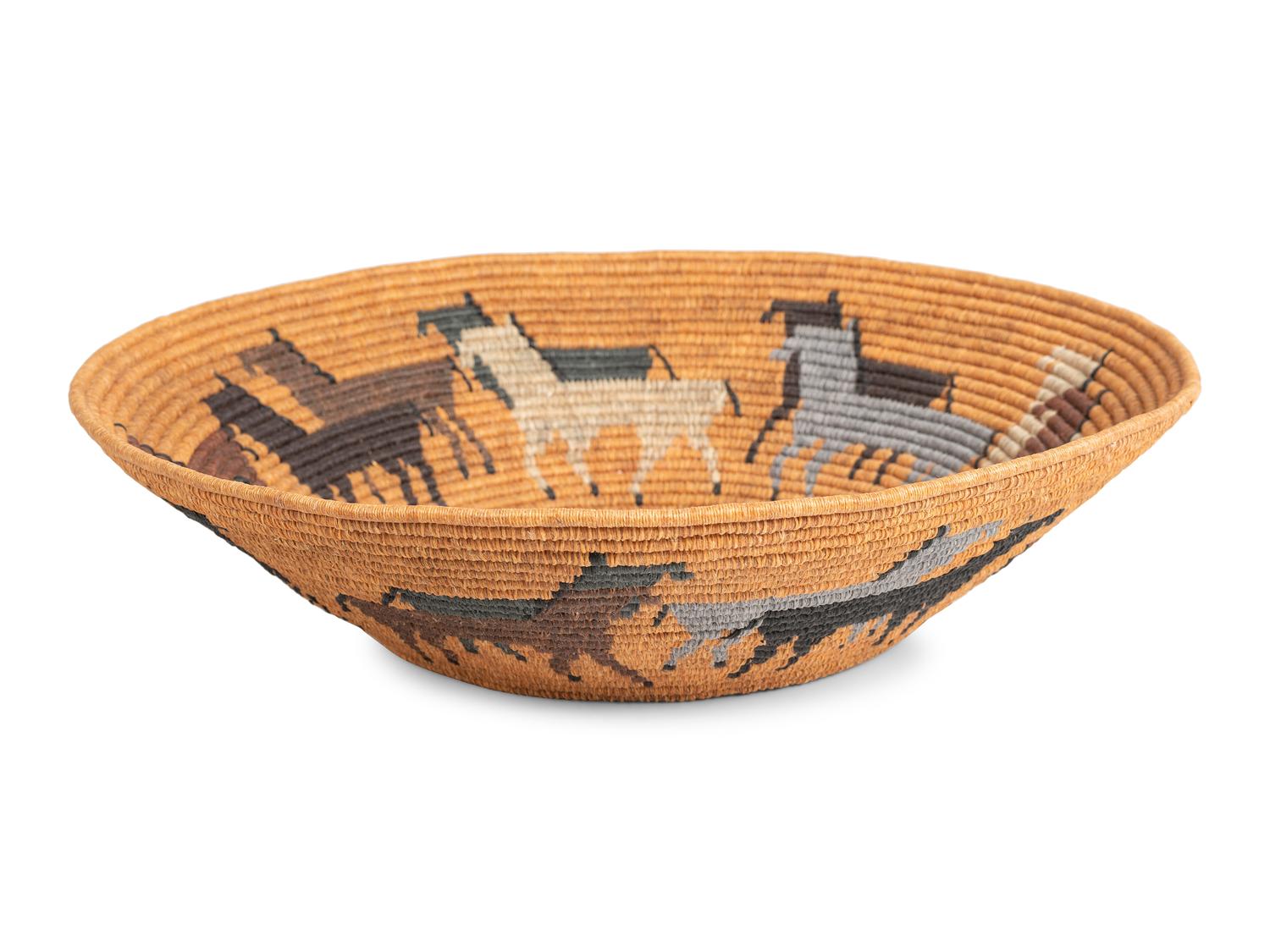 Polychrome Basket, with Horses