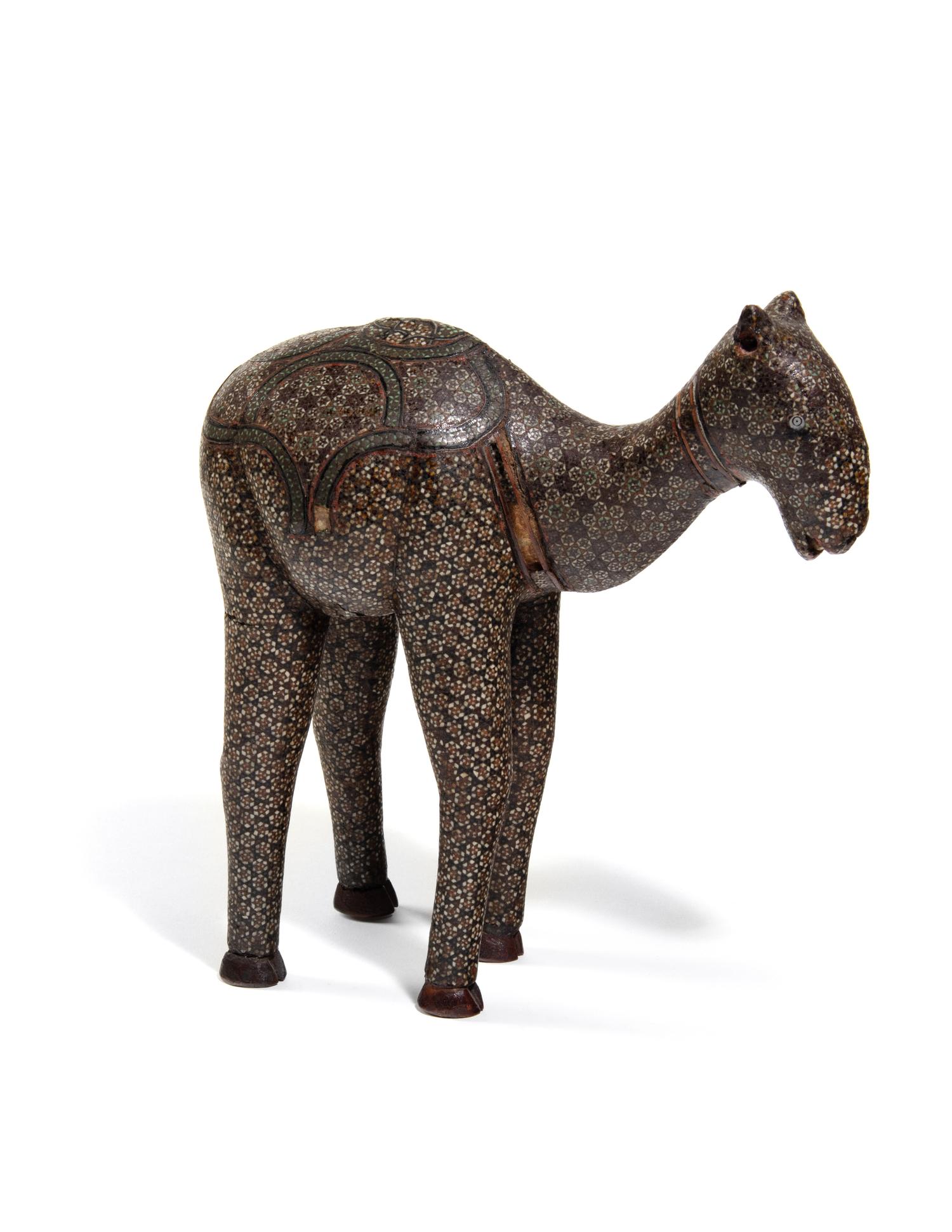 A Bone, Metal and Mother-of-Pearl Inlaid Camel