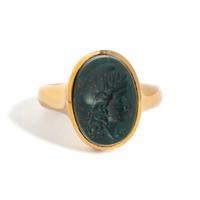 A Neoclassical Gold and Bloodstone Finger Ring with a Female Portrait Head Wearing a Phrygian Cap (Symbol of Liberty)