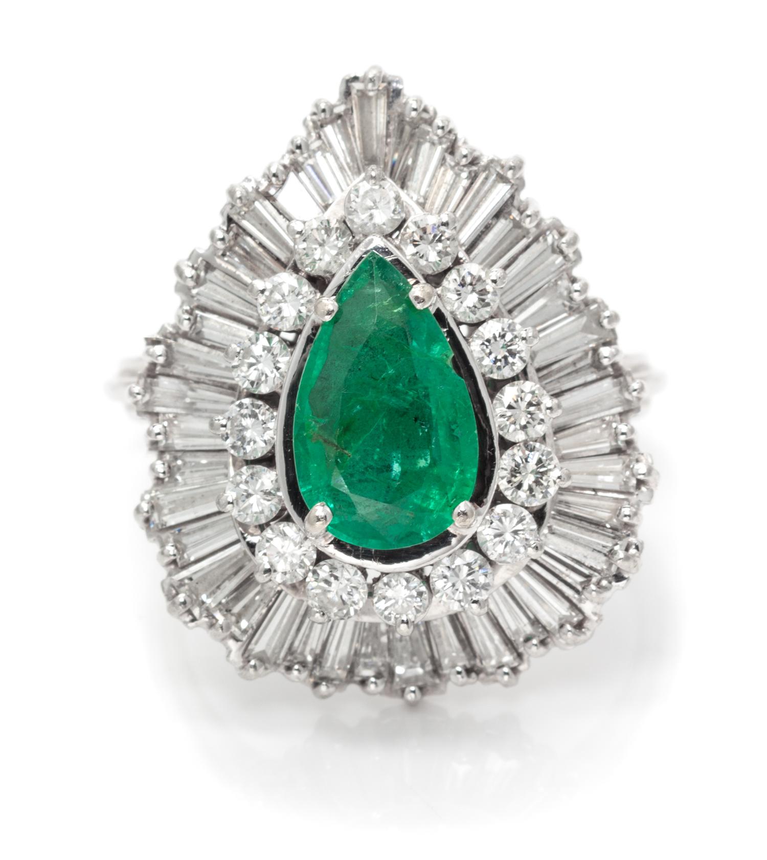 A Platinum, Emerald and Diamond Ring, 10.10 dwts.