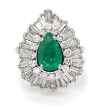 A Platinum, Emerald and Diamond Ring, 10.10 dwts.