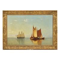 Johannes Frederick Schütz (Dutch, 1817-1888) — Shipping in a Calm , 1875