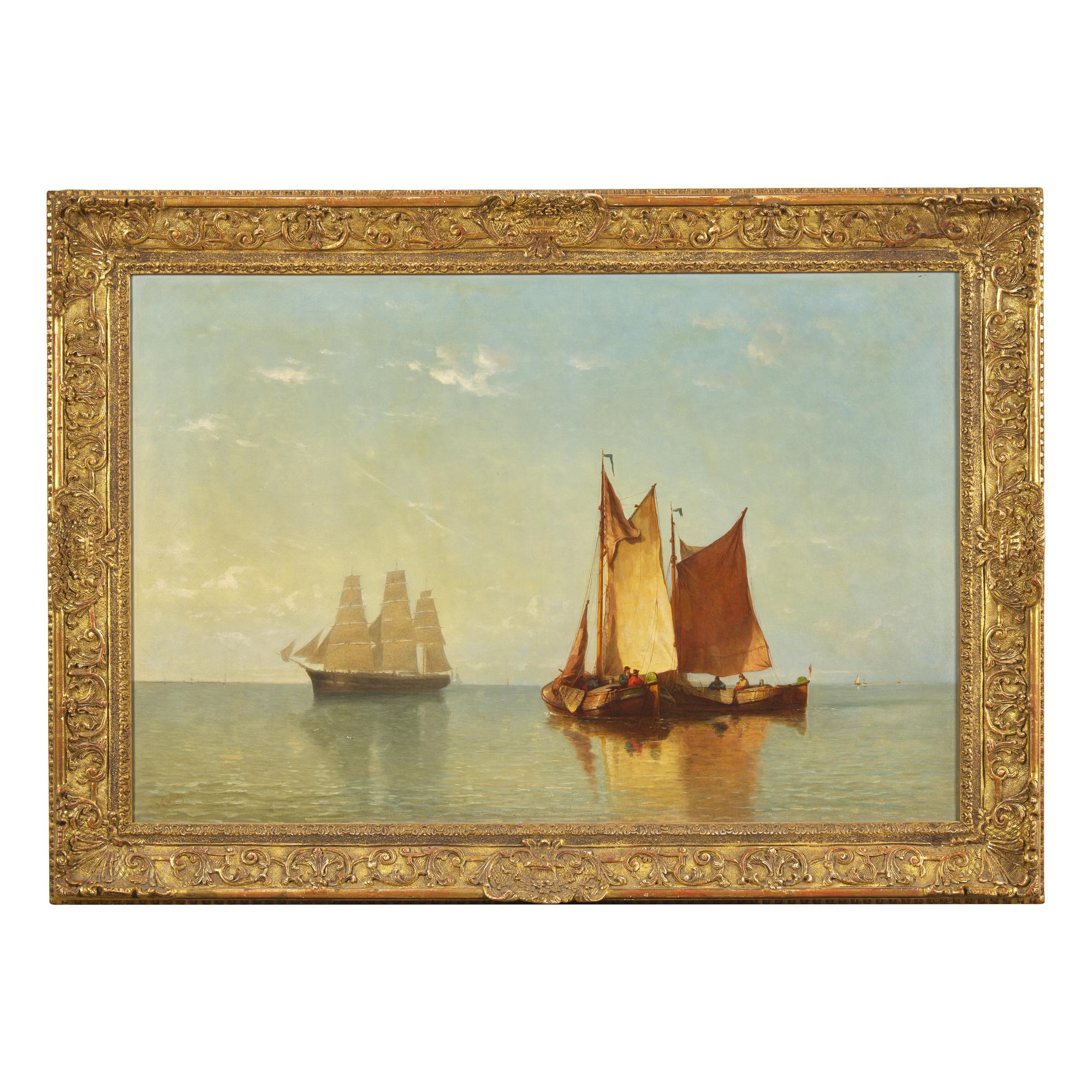 Johannes Frederick Schütz (Dutch, 1817-1888) — Shipping in a Calm , 1875