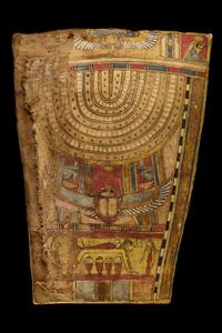 An Egyptian Painted Cartonnage Sarcophagus Fragment