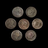 A Group of Seven United States Large-Size 1c Coins