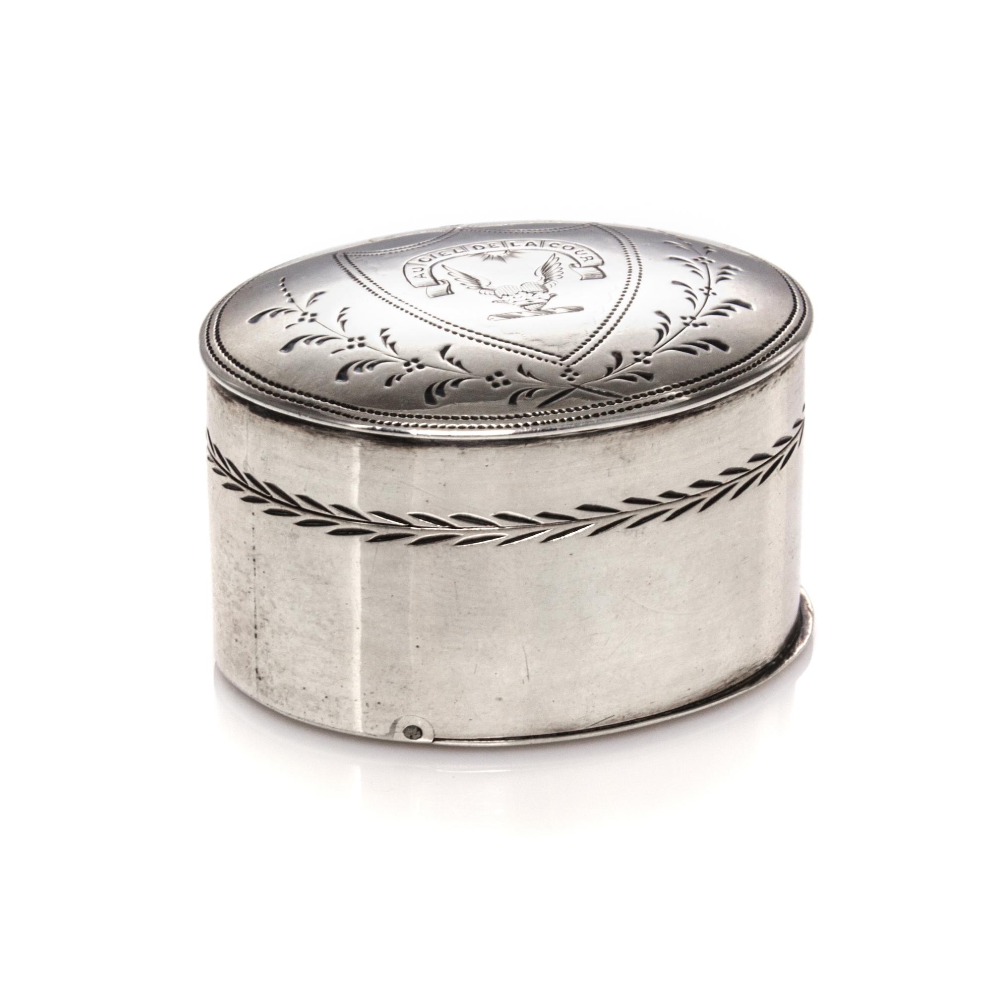 A George III Silver Nutmeg Grater, Joseph Taylor, Birmingham, 1796, of oval form.