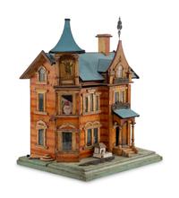 A Painted Wood Doll's House