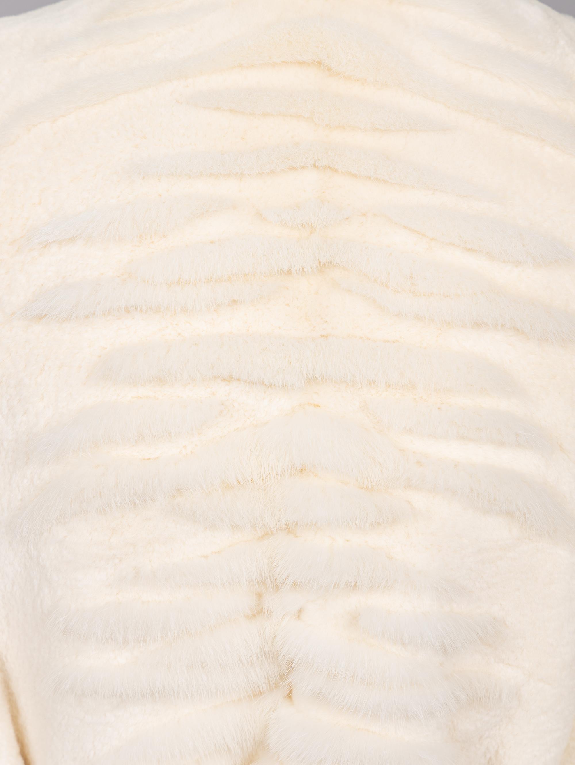 Mila Schön, Belted Sheared Mink White Jacket