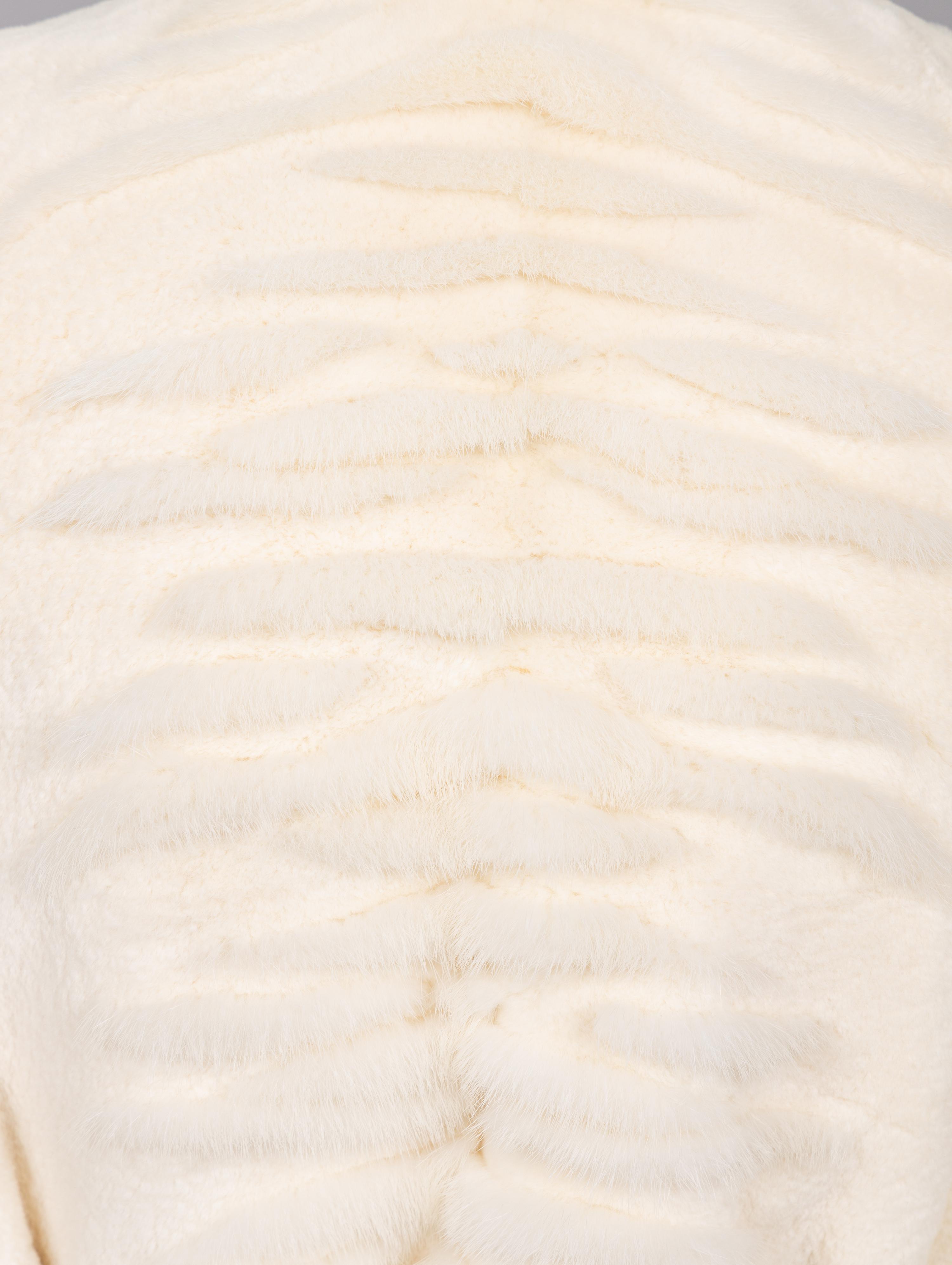 Mila Schön, Belted Sheared Mink White Jacket
