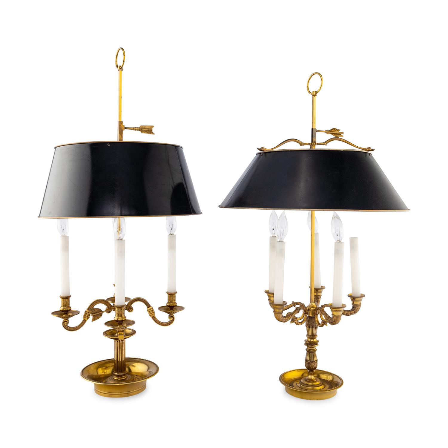 Two Empire Style Brass Bouillotte Lamps