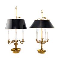 Two Empire Style Brass Bouillotte Lamps
