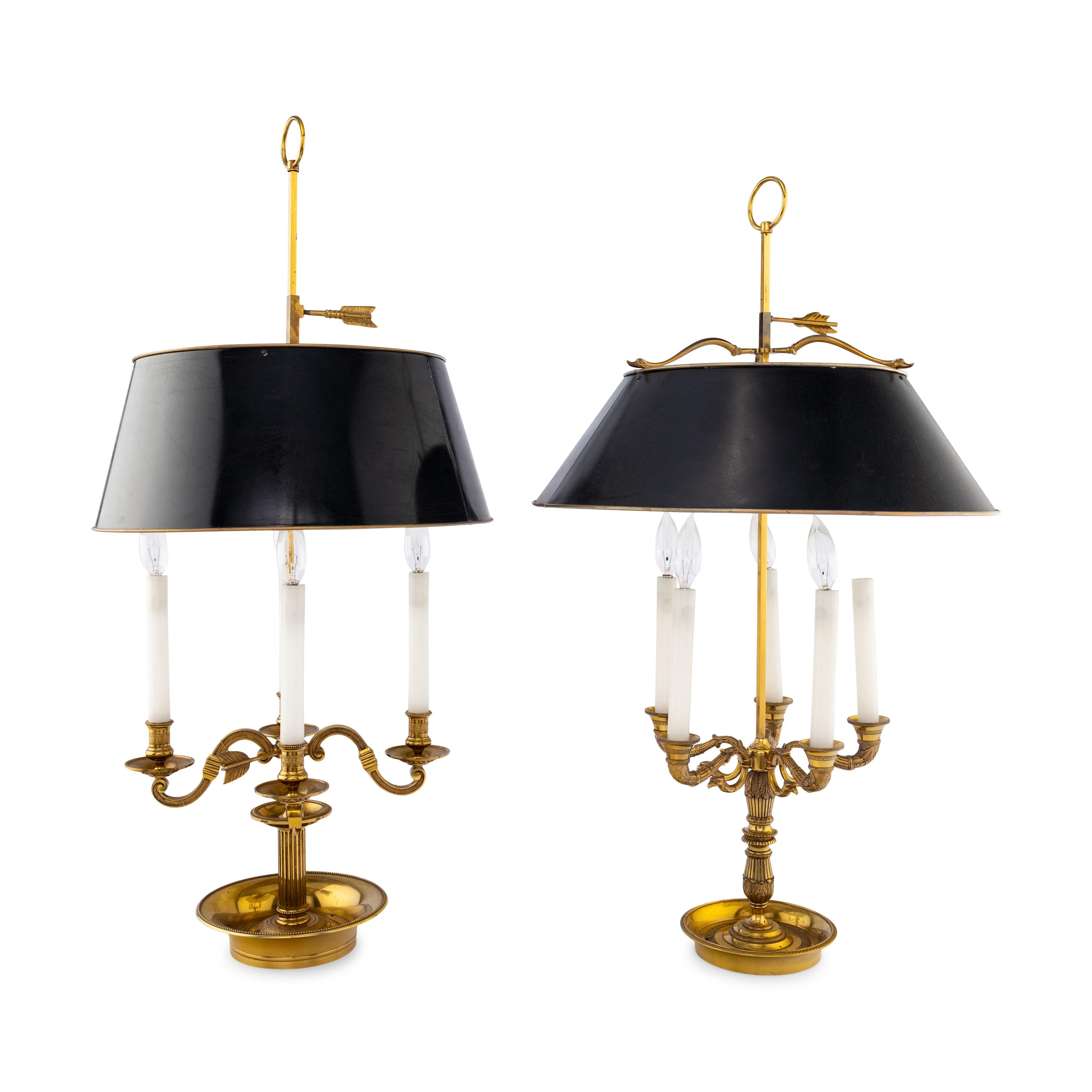 Two Empire Style Brass Bouillotte Lamps