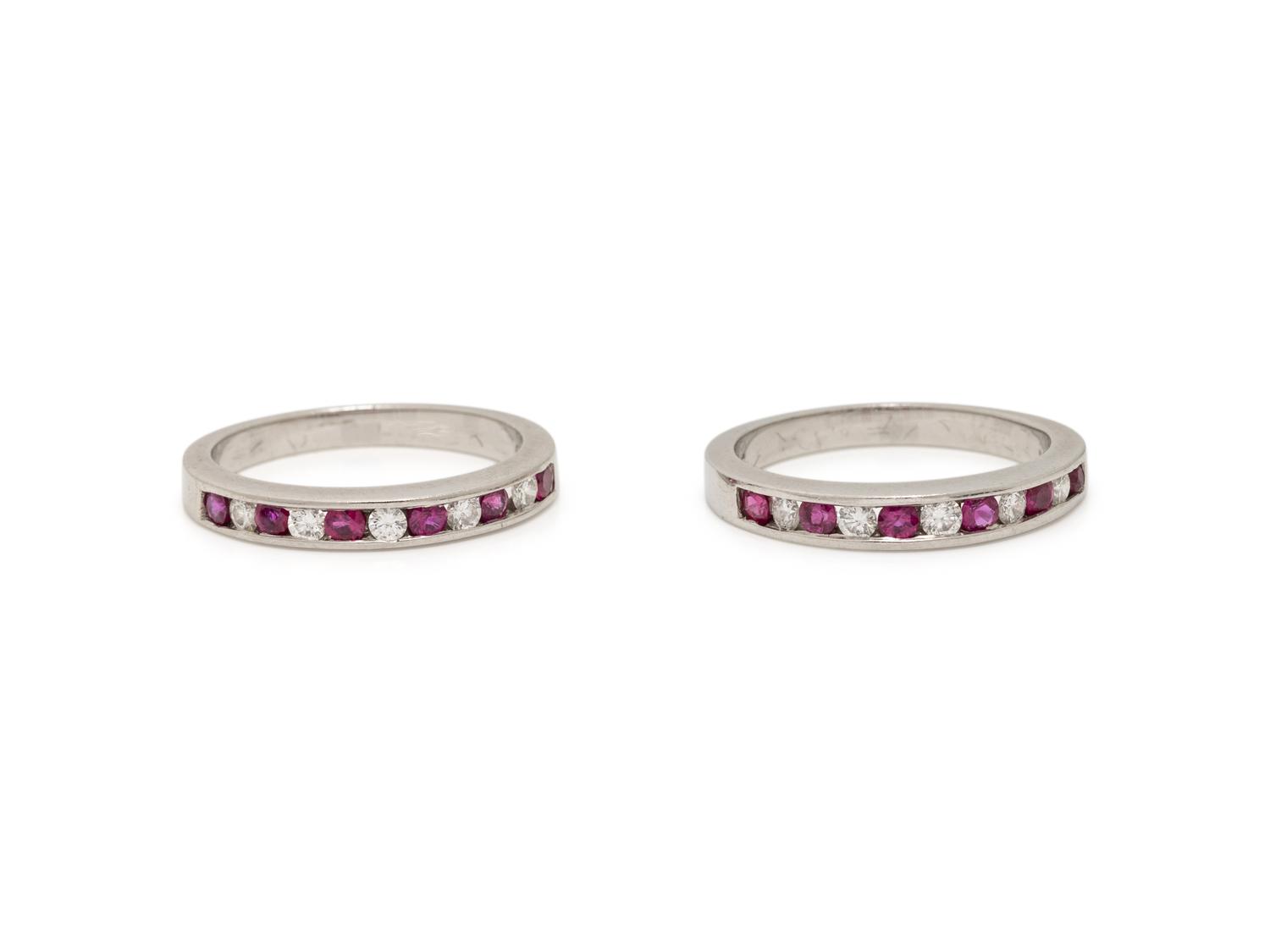 PAIR OF RUBY AND DIAMOND BANDS