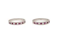 PAIR OF RUBY AND DIAMOND BANDS