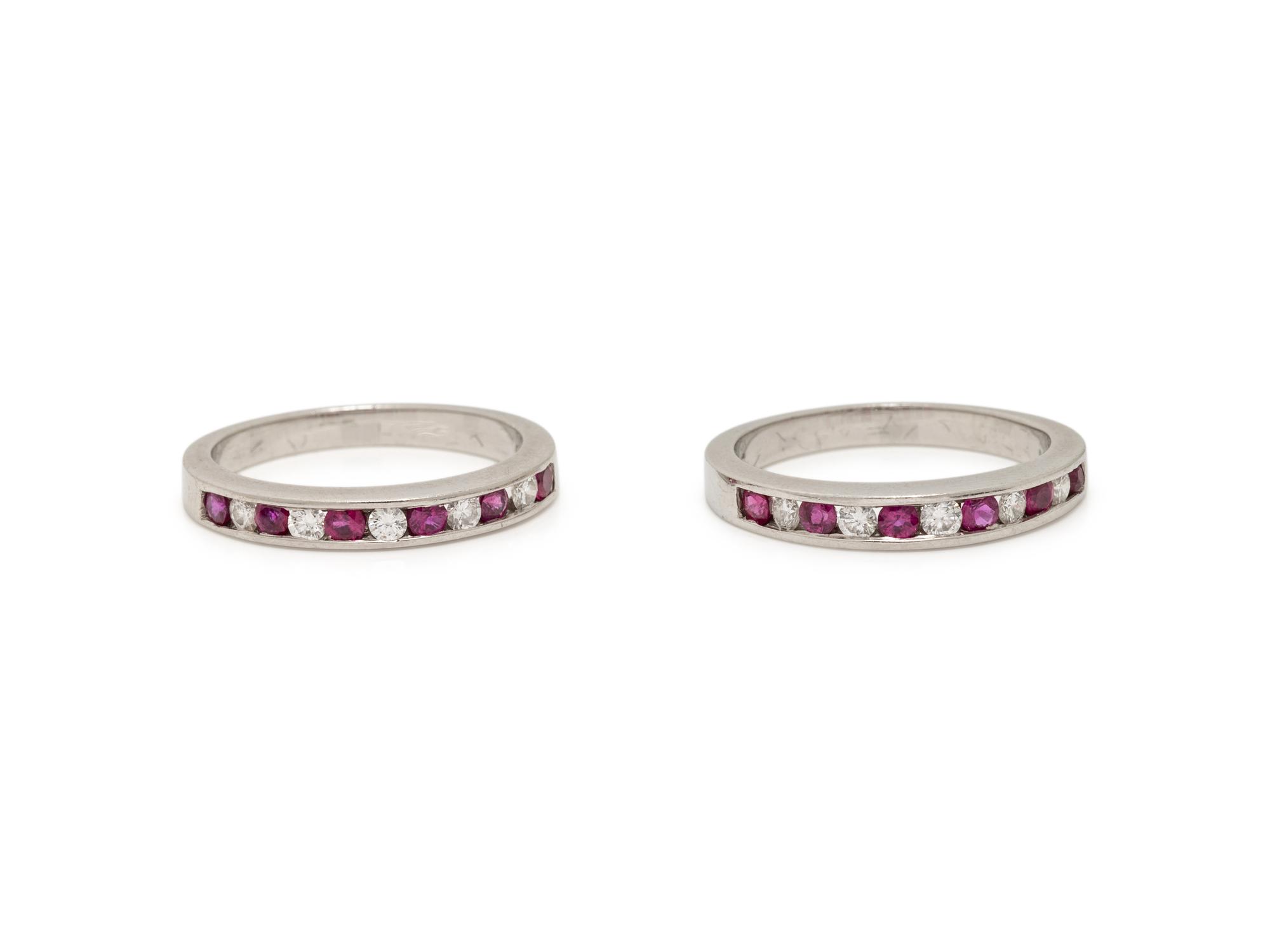 PAIR OF RUBY AND DIAMOND BANDS