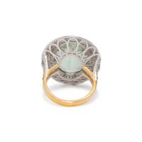 PRASIOLITE, DIAMOND AND ENAMEL RING