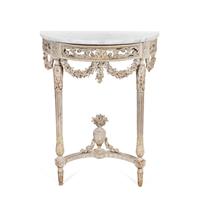 A Louis XVI Grey-Painted Demilune Console — CIRCA 1800