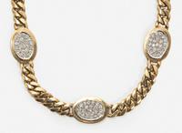 An 18K Yellow Gold Necklace with Diamond Stations