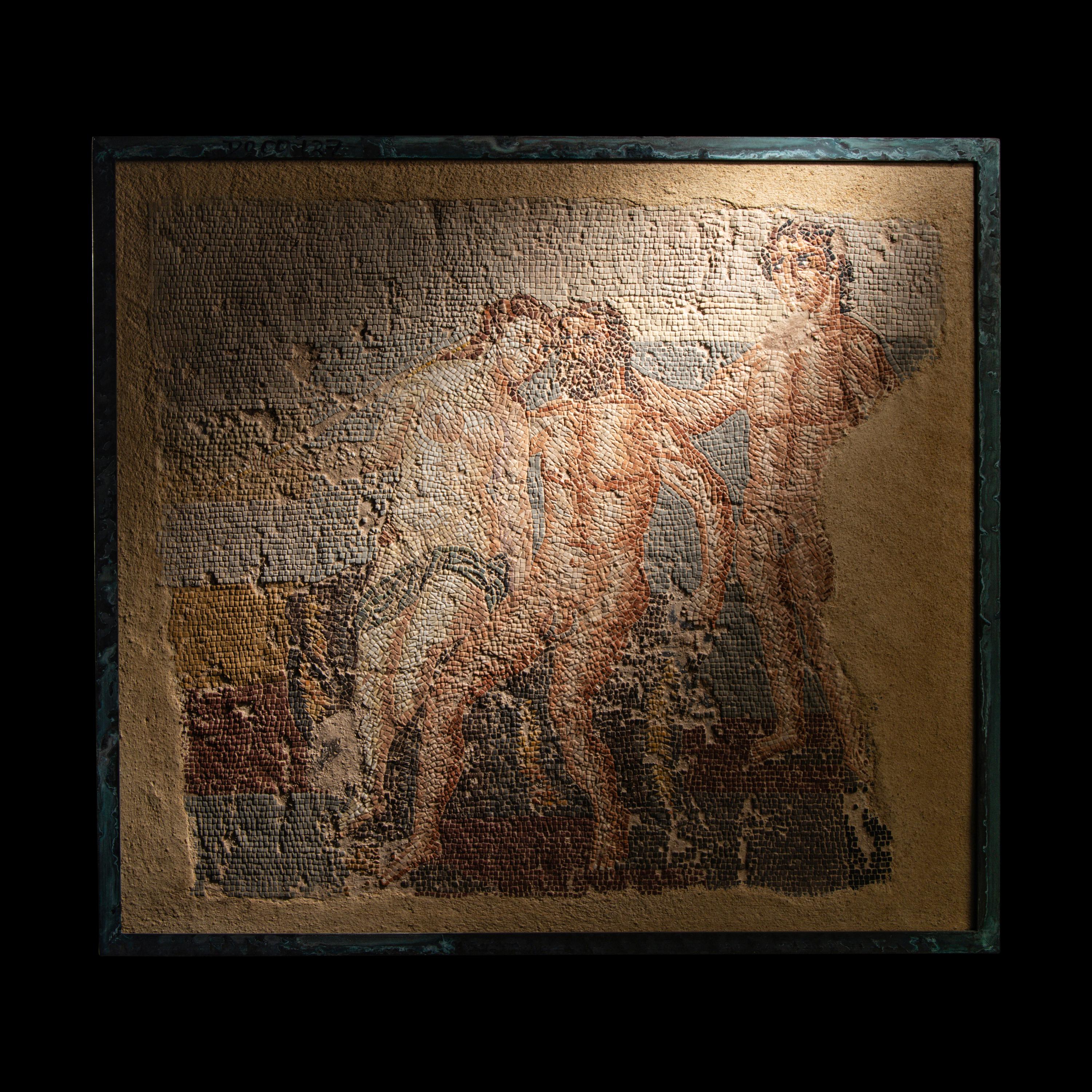 A Roman Mosaic Panel with Erotic Scene
