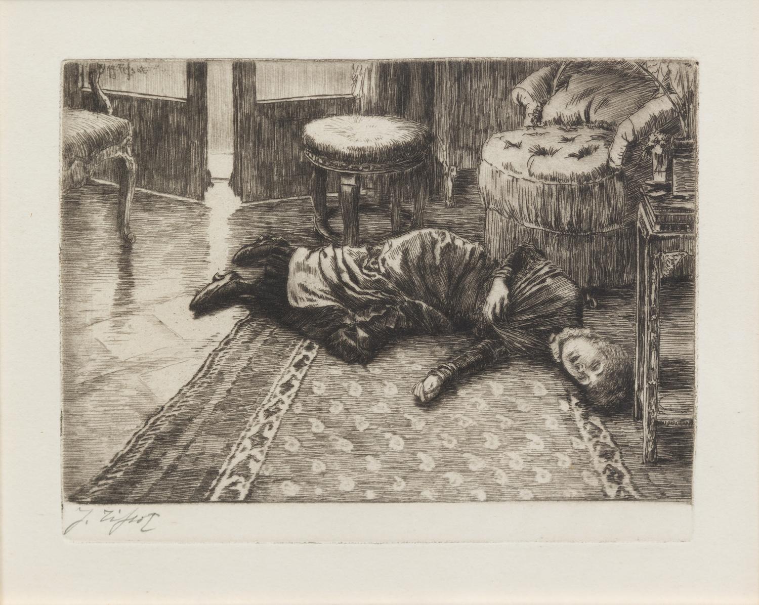 James Jacques Joseph Tissot, (French, 1836–1902), Renee Mauperin, Fainting After Hearing of Her Brother's Death, 1882