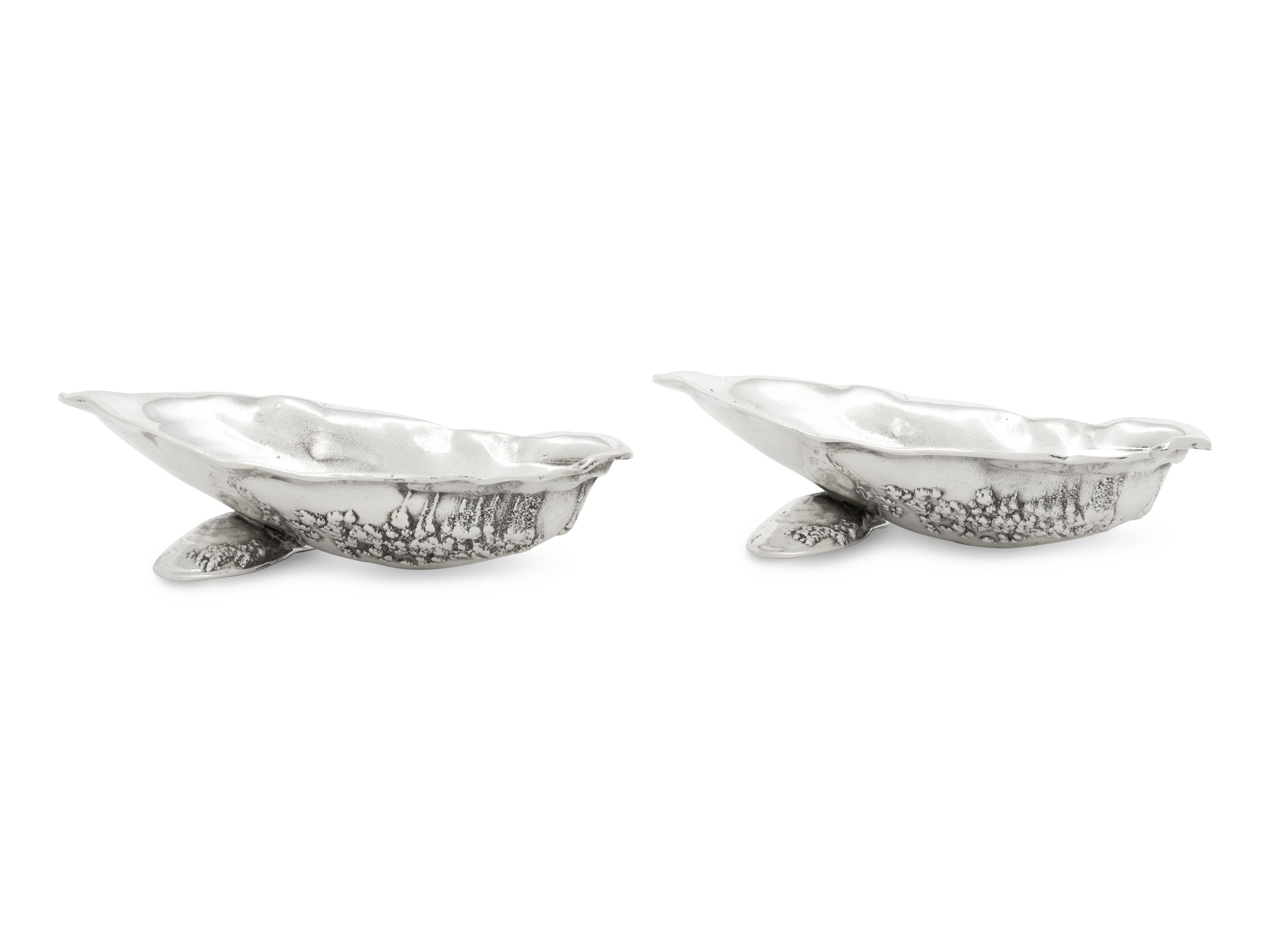 A Pair of Gorham Narragansett Silver Oyster Dishes