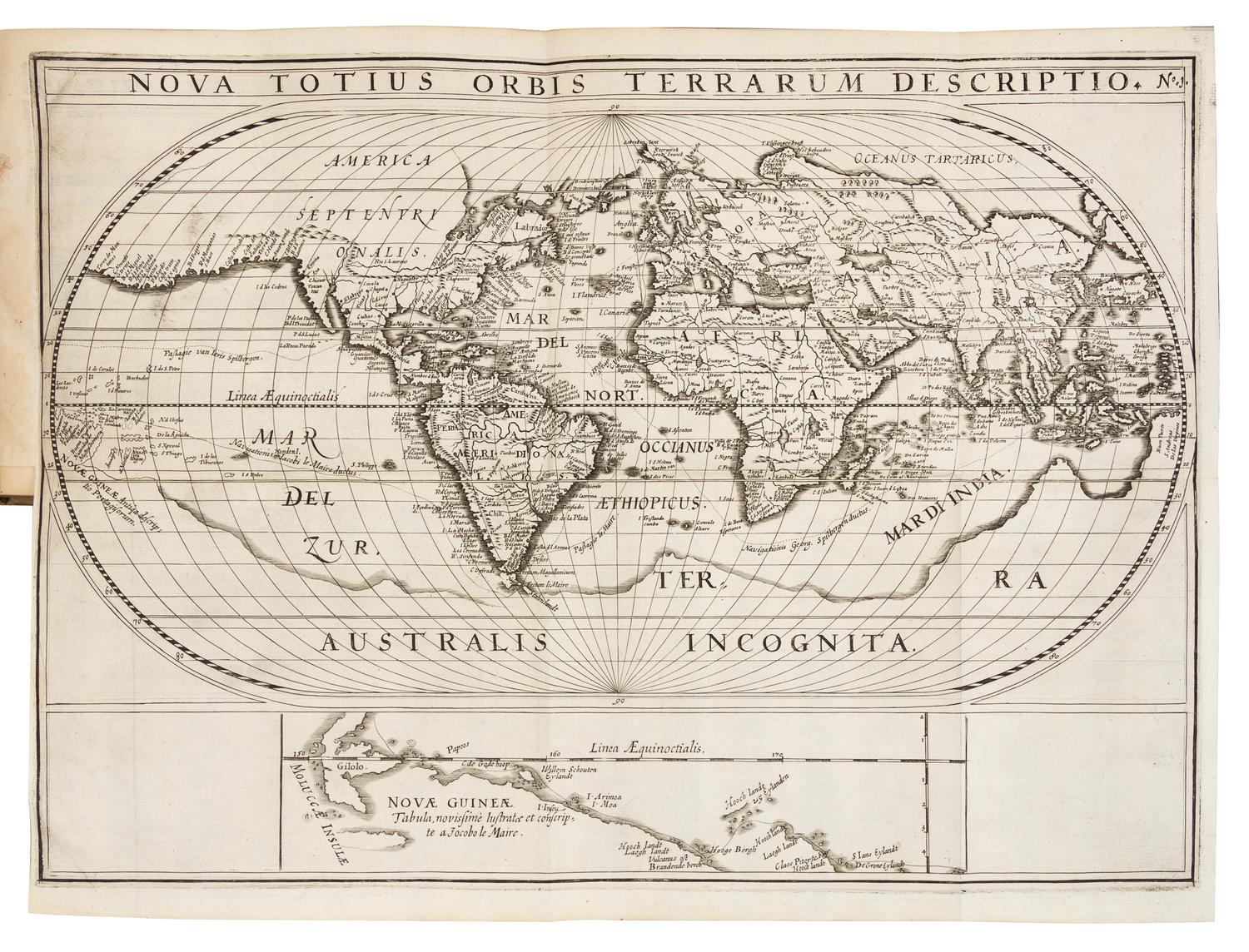 SPILBERGEN, Joris van (1568-1620). Speculum orientalis occidentalisque Indiae navigationum. Leiden, 1619. FIRST EDITION IN LATIN.