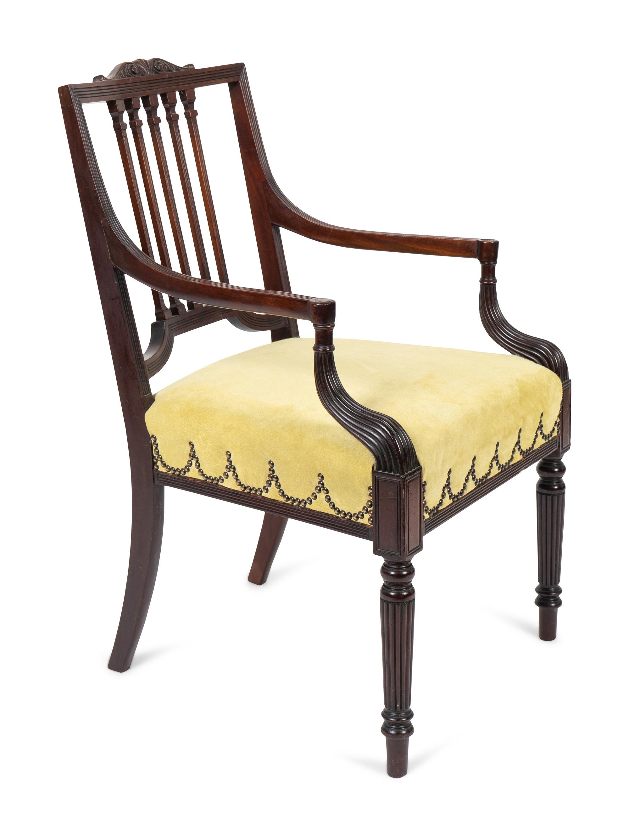 A Regency Mahogany Open Armchair in the Manner of Mayhew & Ince
