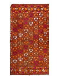 Two Indian Silk Embroidered Cotton Phulkari Shawls