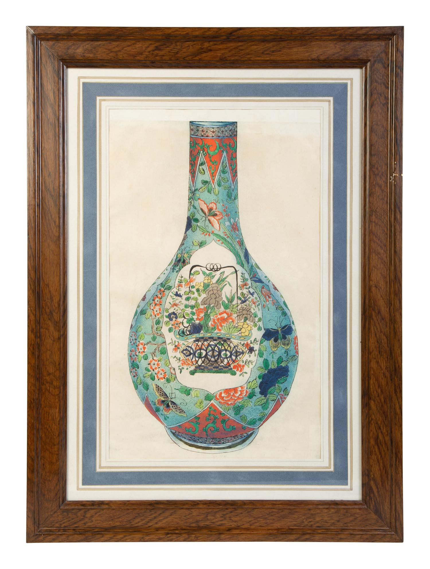 A Group of Eight Framed Chinese Works on Paper Depicting Export Porcelains — EARLY 20TH CENTURY