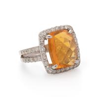 FIRE OPAL AND DIAMOND RING