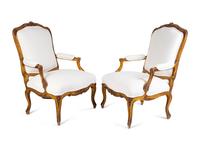 A Pair of Louis XV Giltwood Bergeres — LATE 18TH CENTURY