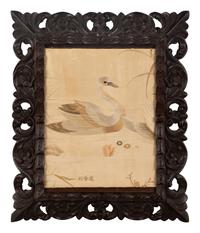A Japanese Silk Embroidery of a Swan