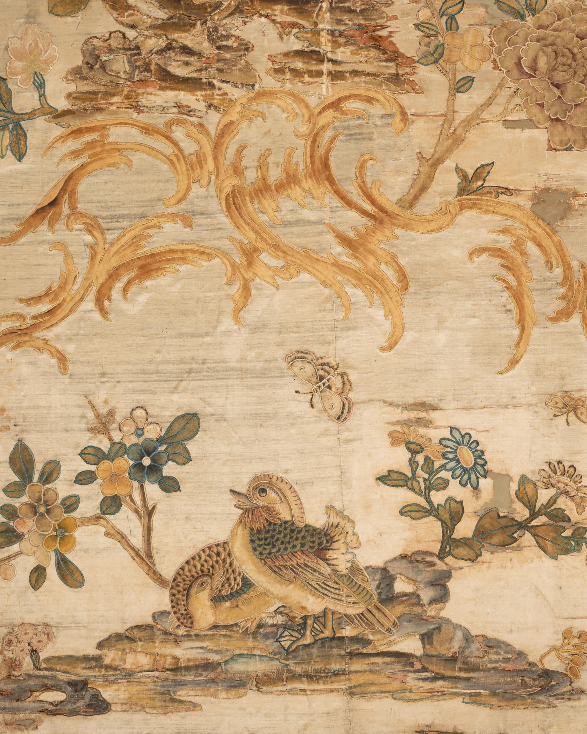 A Pair of Italian Silk and Needlework Panels
